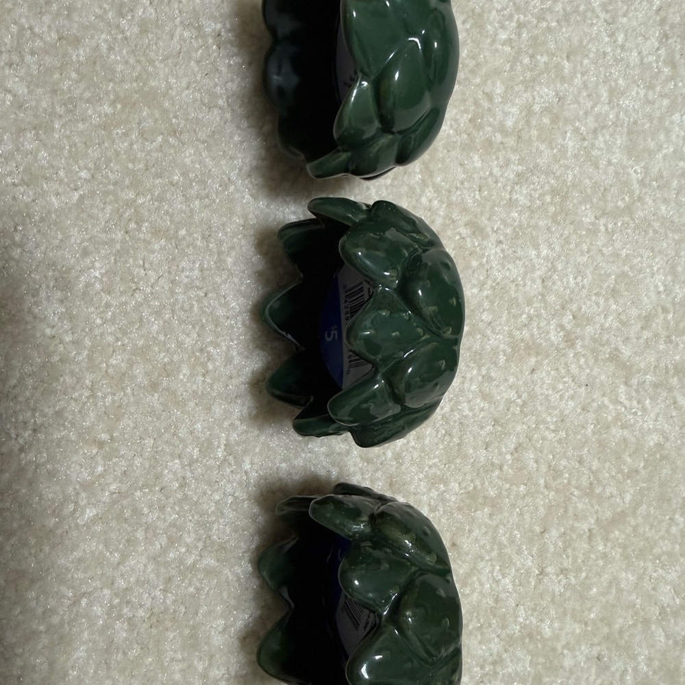 Green Ceramic Artichoke/ Cactus Votive Candle Holders NWT - Picture 2 of 8
